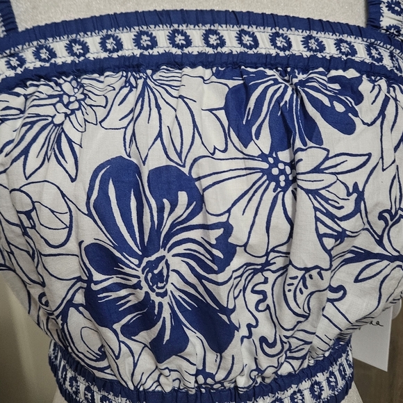 JAPNA Floral Embroidered Crop Top in Blue and White. Size Small NWT - Picture 5 of 12